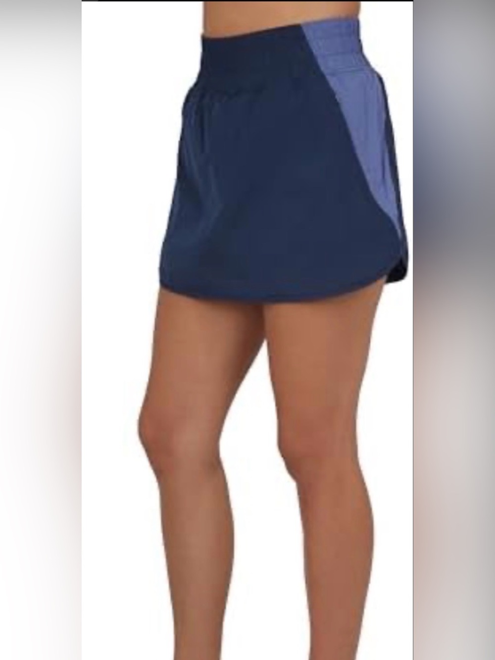 Yogalicious Navy Blue Mini Skort with Stretch Waistband has side pockets. NEW